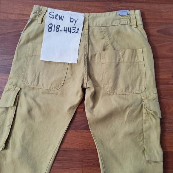 Dylan Cargo Utility Crop Linen Pants Size S - Picture 5 of 8